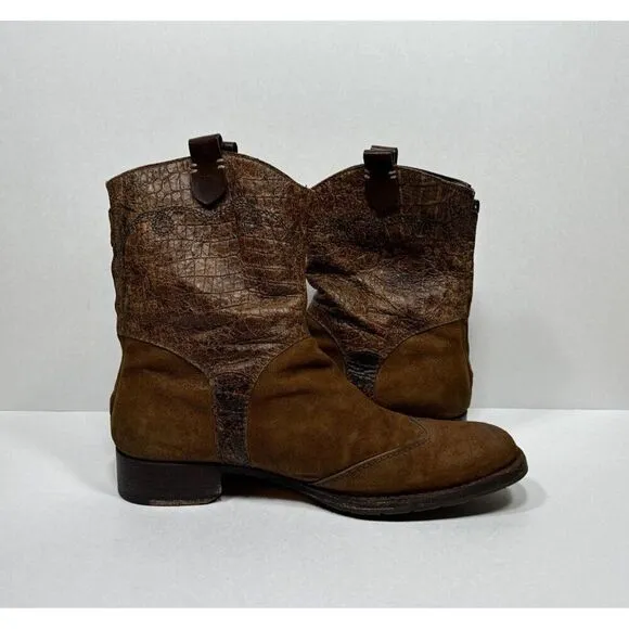 Henry Beguelin Brown Contrast Stitch Cap Toe Boots Men’s Size 9 / 42 Shoes