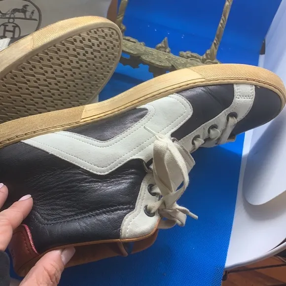 Hermes Leather color block high tops 40 1/2 or 7.5 US sneakers