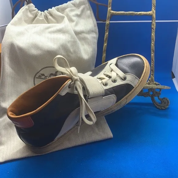 Hermes Leather color block high tops 40 1/2 or 7.5 US sneakers