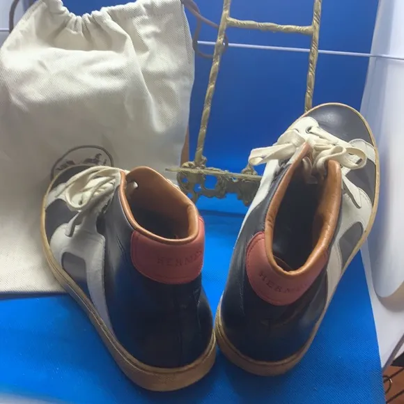 Hermes Leather color block high tops 40 1/2 or 7.5 US sneakers