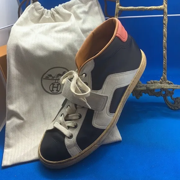 Hermes Leather color block high tops 40 1/2 or 7.5 US sneakers