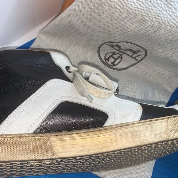 Hermes Leather color block high tops 40 1/2 or 7.5 US sneakers