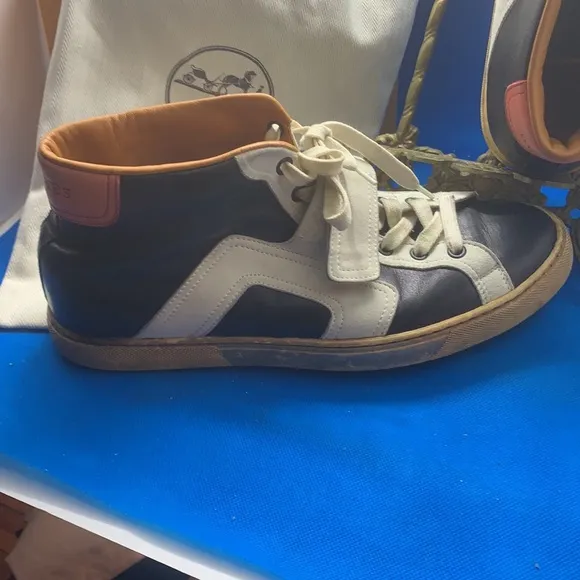 Hermes Leather color block high tops 40 1/2 or 7.5 US sneakers