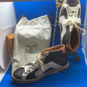 Hermes Leather color block high tops 40 1/2 or 7.5 US sneakers