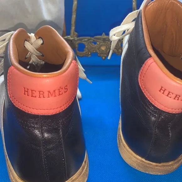 Hermes Leather color block high tops 40 1/2 or 7.5 US sneakers