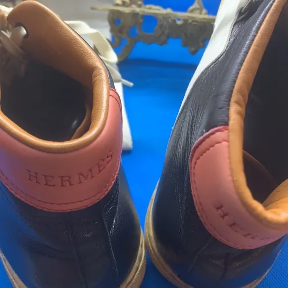 Hermes Leather color block high tops 40 1/2 or 7.5 US sneakers