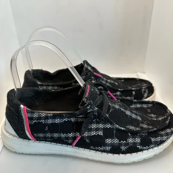 Hey Dude Black and White Sneakers with Slip-On Style