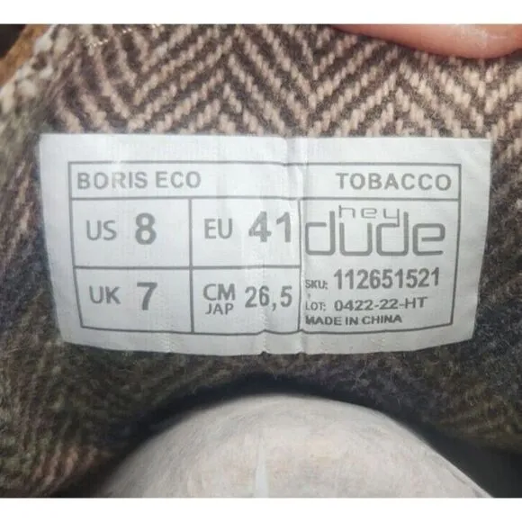Hey Dude Boris Eco Tabacco Suede Ankle Boots Men Sz 8 Brown Chukka Hipster Shoes