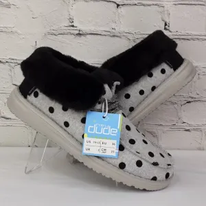 HEY DUDE 'BRITT' FUR LINING SNAP &amp; FOLD CUFF TWO LOOKS IN ONE SHOE BL. POLKA-DOT