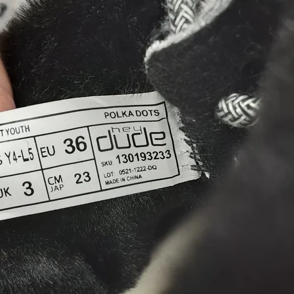 HEY DUDE 'BRITT' FUR LINING SNAP &amp; FOLD CUFF TWO LOOKS IN ONE SHOE BL. POLKA-DOT