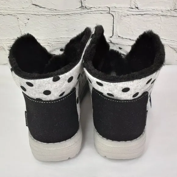 HEY DUDE 'BRITT' FUR LINING SNAP &amp; FOLD CUFF TWO LOOKS IN ONE SHOE BL. POLKA-DOT