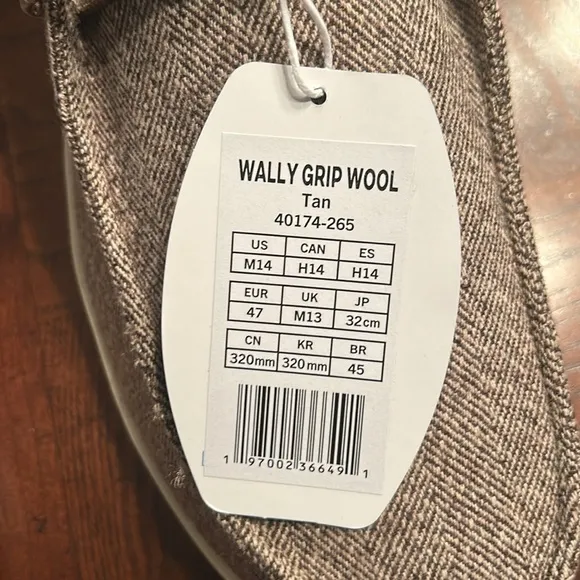 Hey Dude Men’s Wally Grip Wool Slip on Shoes(Size 14)