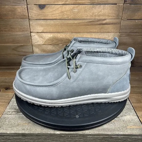 Hey Dude Wall Mid Workwear Mens Size 9 Gray Casual Slip On Comfort Shoes