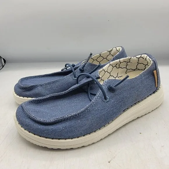 Hey Dude Wendy Sparkling Denim Youth K12 Blue Slip On Walking Shoes Casual