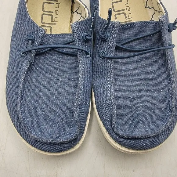 Hey Dude Wendy Sparkling Denim Youth K12 Blue Slip On Walking Shoes Casual