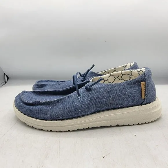 Hey Dude Wendy Sparkling Denim Youth K12 Blue Slip On Walking Shoes Casual