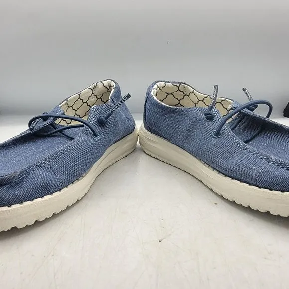 Hey Dude Wendy Sparkling Denim Youth K12 Blue Slip On Walking Shoes Casual