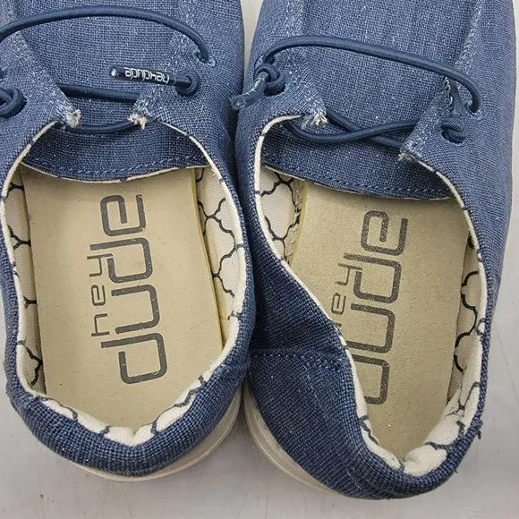 Hey Dude Wendy Sparkling Denim Youth K12 Blue Slip On Walking Shoes Casual