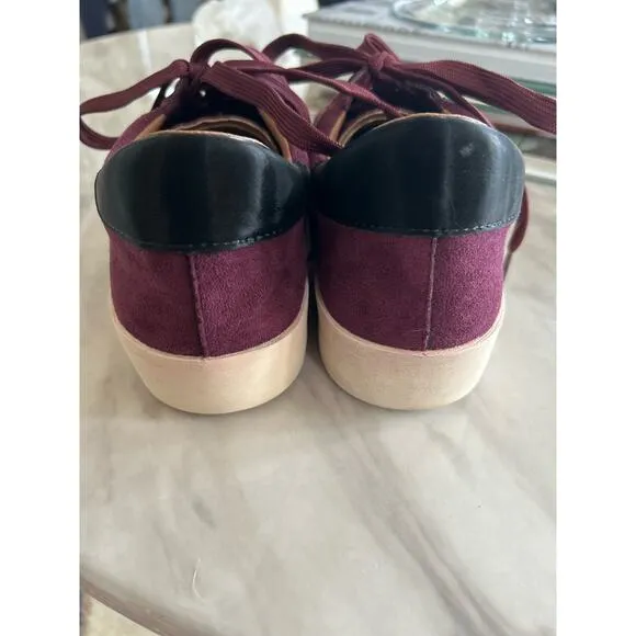Hey Girl Corky's Another Round Burgundy Sequin Silver Star Lace Up Sneakers