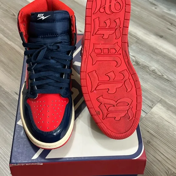 HI DCCXVIII KIY Red and Blue High-Top Sneakers
