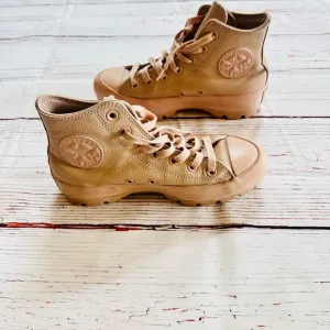 High-Top Platform Dusty Rose Converse -  Leather Size 7