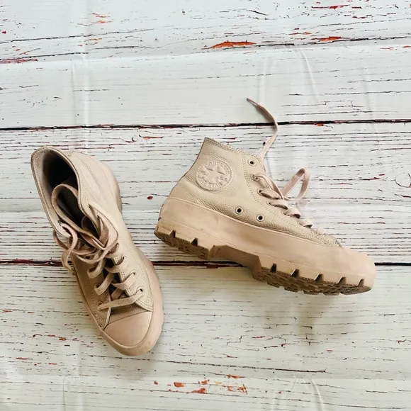 High-Top Platform Dusty Rose Converse -  Leather Size 7