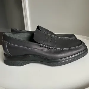 Hitchcock Black Leather Men’s Shoes Slip On Wide 3E Size 10