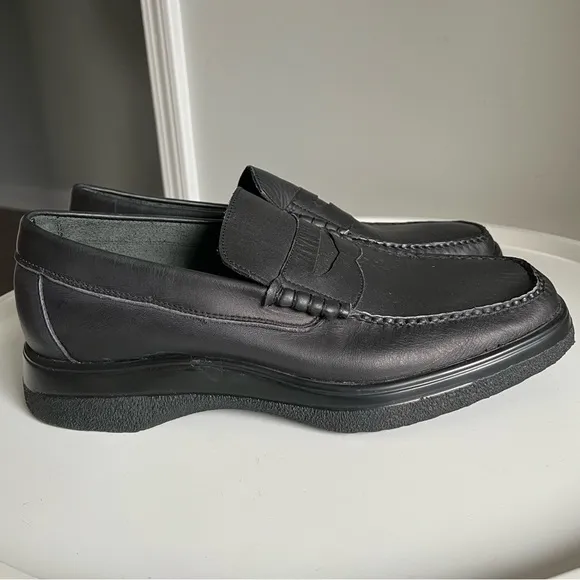 Hitchcock Black Leather Men’s Shoes Slip On Wide 3E Size 10