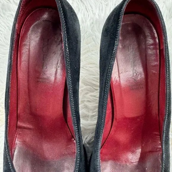 Hobbs London Round Toe Block Heel Suede Pumps Shoes