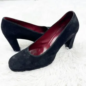 Hobbs London Round Toe Block Heel Suede Pumps Shoes