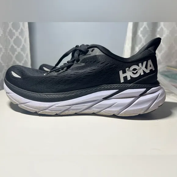 Hoka Black Athletic Shoes with Mesh Design