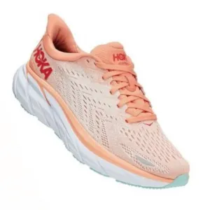 Hoka Clifton 8 Sneakers in Cantaloupe/Silver Peony Size 8.5