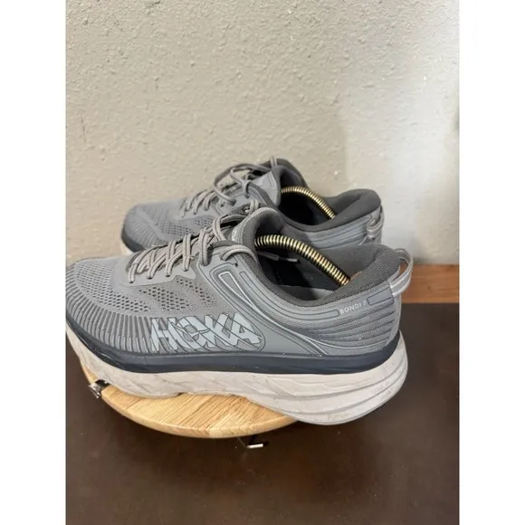 HOKA ONE ONE Bondi 7 Men's Running Training Outdoor Shoes Gray 8.5 2E Wide