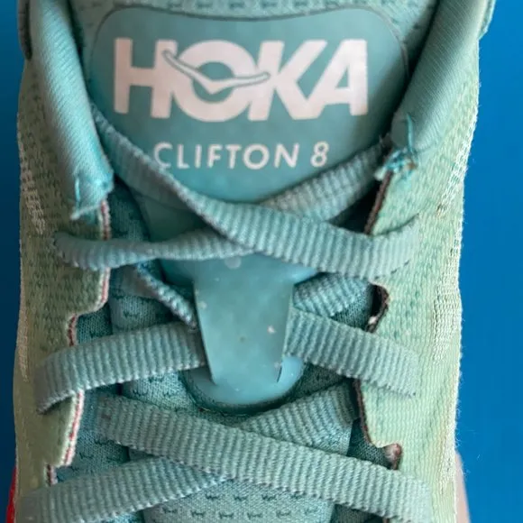 Hoka One One Clifton 8 Aquarelle Blue Women's Running Shoes Size 8B 1119394 AEBL