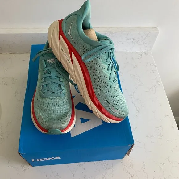 Hoka One One Clifton 8 Aquarelle Blue Women's Running Shoes Size 8B 1119394 AEBL