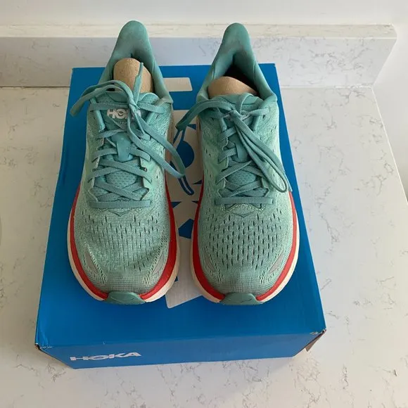 Hoka One One Clifton 8 Aquarelle Blue Women's Running Shoes Size 8B 1119394 AEBL