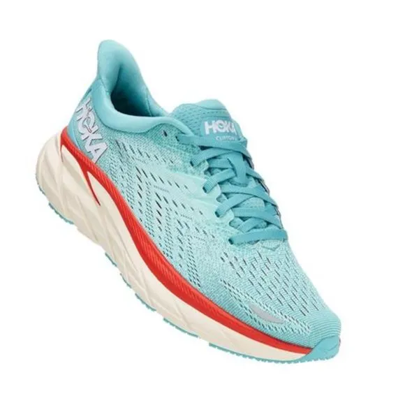 Hoka One One Clifton 8 Aquarelle Blue Women's Running Shoes Size 8B 1119394 AEBL