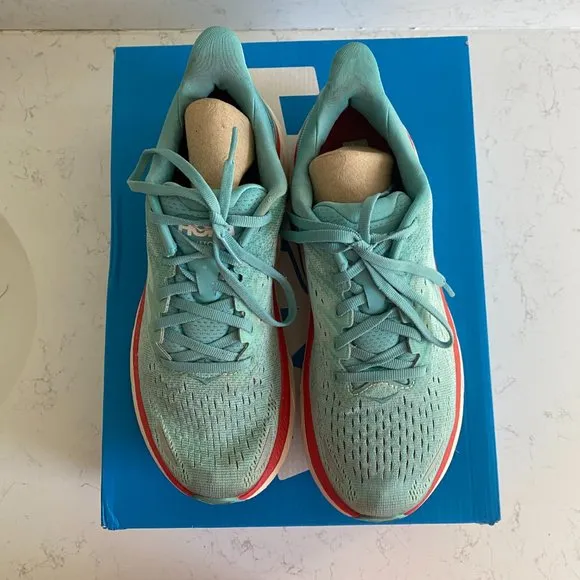 Hoka One One Clifton 8 Aquarelle Blue Women's Running Shoes Size 8B 1119394 AEBL