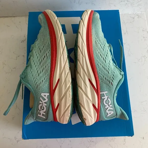 Hoka One One Clifton 8 Aquarelle Blue Women's Running Shoes Size 8B 1119394 AEBL