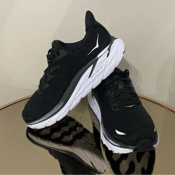 Hoka One One Clifton 8 Black and White Women’s Size 8.5 D