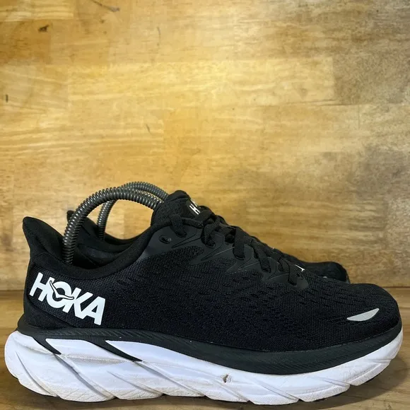 Hoka One One Clifton 8 REFLECTIVE Womens Size 8 (B) Running Shoes Sneakers Black