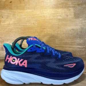 Hoka One One Clifton 9 REFLECTIVE Womens Size 7 Running Shoes Sneakers Blue