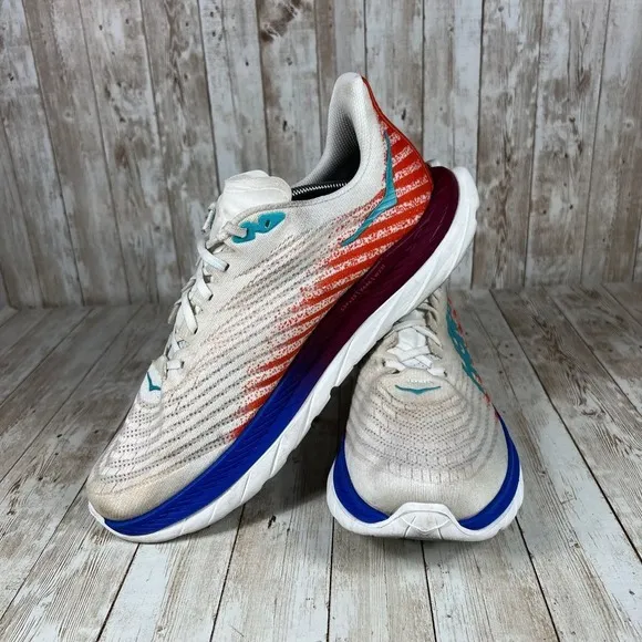 HOKA ONE ONE Mach 6 Pro-Fly Performance Running Shoes White Orange Blue US 12.5