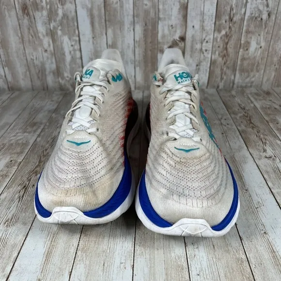 HOKA ONE ONE Mach 6 Pro-Fly Performance Running Shoes White Orange Blue US 12.5