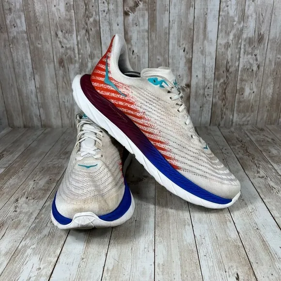 HOKA ONE ONE Mach 6 Pro-Fly Performance Running Shoes White Orange Blue US 12.5