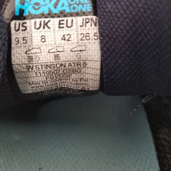 Hoka One One Stinson ATR Womens Blue Mesh Running Walking Shoes Sneakers 9.5