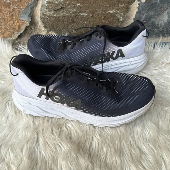 Hoka One One The Rincon 3 Sneaker Shoes in Black/White Size 12.5 Wide