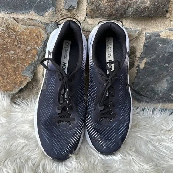 Hoka One One The Rincon 3 Sneaker Shoes in Black/White Size 12.5 Wide