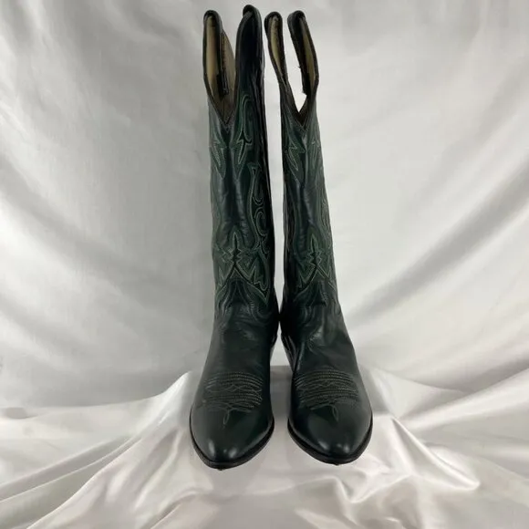 Hondo Boots Mexican-Made Green Cowboy Boots Women's Size 7B