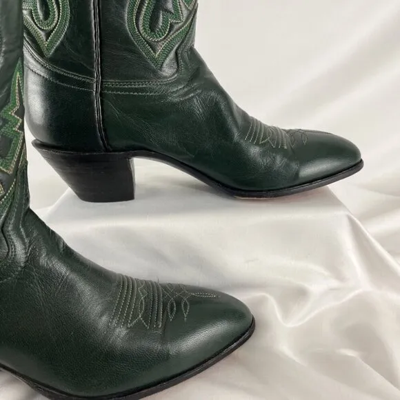 Hondo Boots Mexican-Made Green Cowboy Boots Women's Size 7B